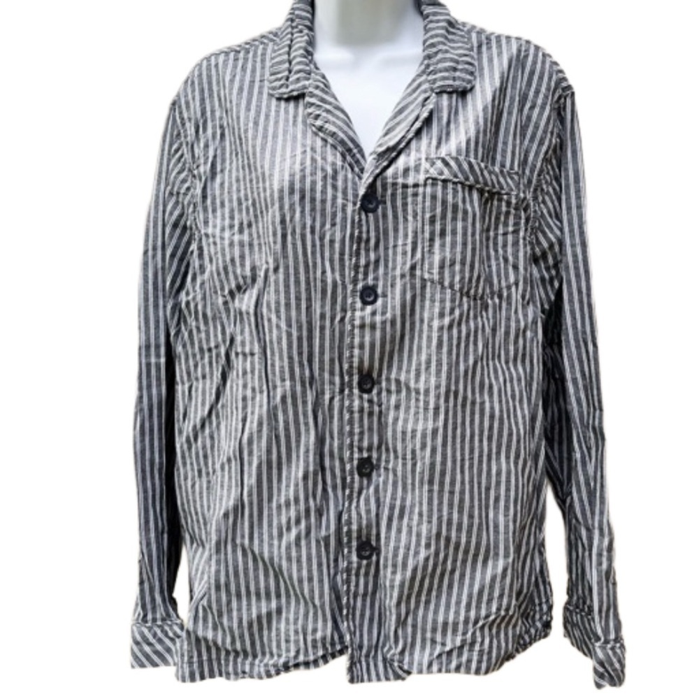 Grey and White Button Up Pyjama Blouse
